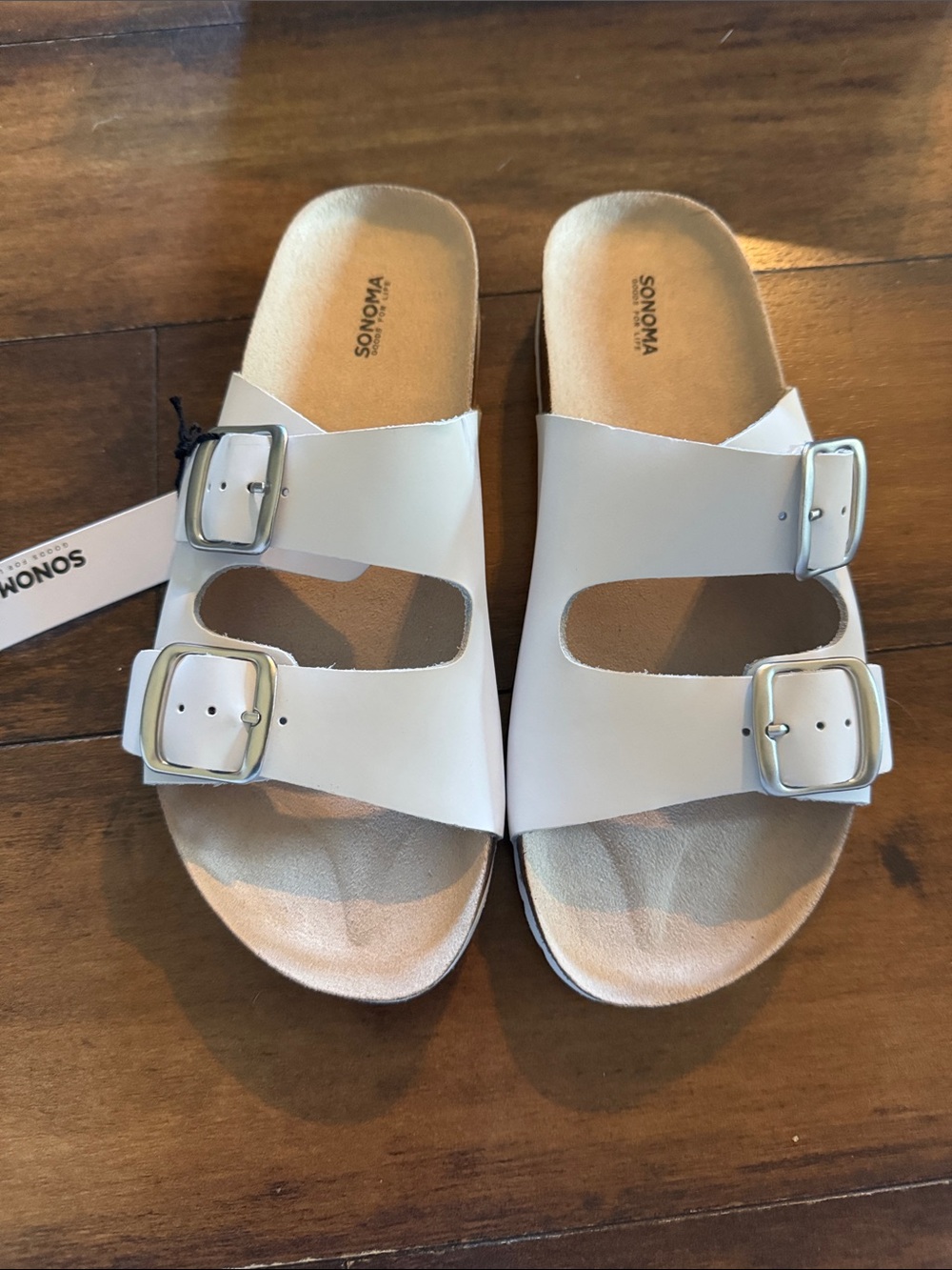 Sonoma Artwork White Double-Buckle Comfort Slide Sandals Size 7.5 New - Picture 2 of 7